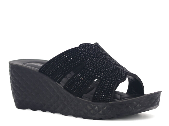 Serra Zenne 911-2026 Taşlı Enj. Yüksek Kutulu Günlük Terlik Siyah - 1