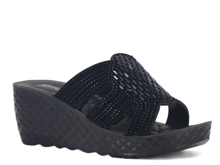 Serra Zenne 912-2026 Taşlı Enj. Yüksek Kutulu Günlük Terlik Siyah - Serra