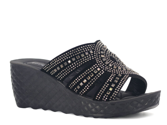 Serra Zenne 913-2026 Taşlı Enj. Yüksek Kutulu Günlük Terlik Füme - Serra