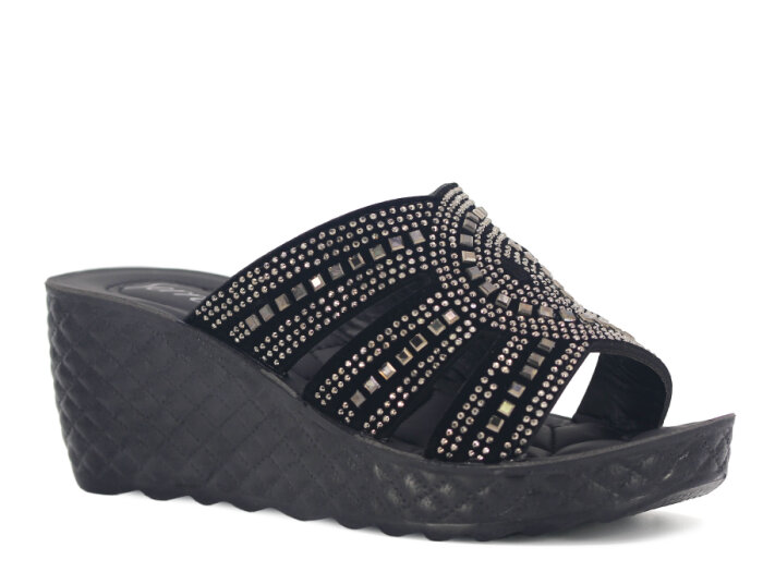 Serra Zenne 913-2026 Taşlı Enj. Yüksek Kutulu Günlük Terlik Füme - 1