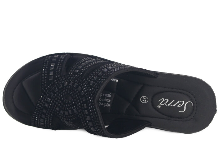 Serra Zenne 913-2026 Taşlı Enj. Yüksek Kutulu Günlük Terlik Siyah - Serra (1)