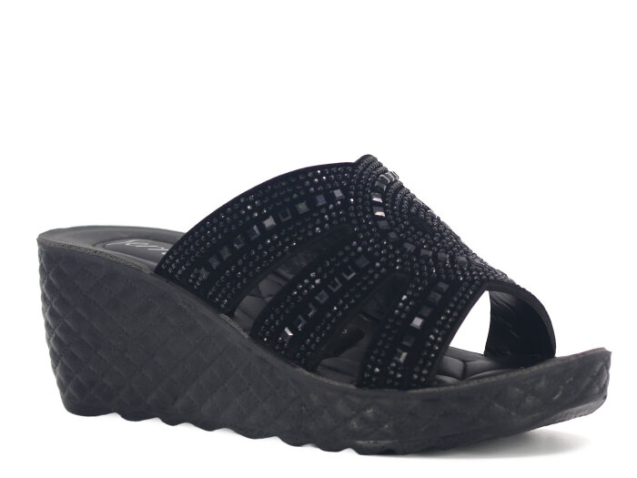 Serra Zenne 913-2026 Taşlı Enj. Yüksek Kutulu Günlük Terlik Siyah - Serra