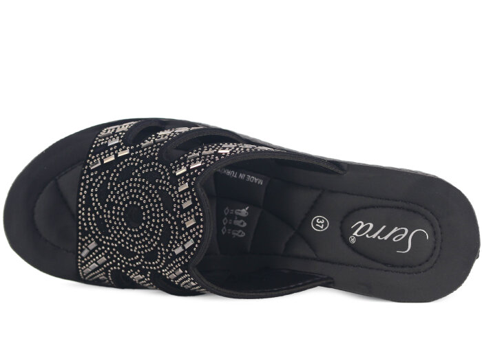 Serra Zenne 914 Taşlı Enj. Yüksek Kutulu Günlük Terlik Füme - Serra (1)