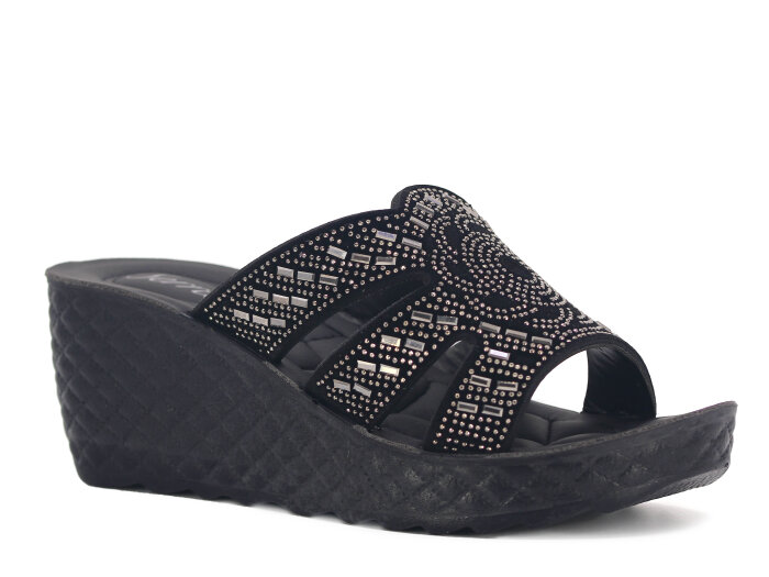 Serra Zenne 914 Taşlı Enj. Yüksek Kutulu Günlük Terlik Füme - Serra