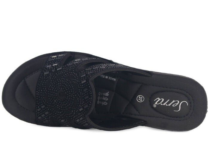 Serra Zenne 914 Taşlı Enj. Yüksek Kutulu Günlük Terlik Siyah - 2