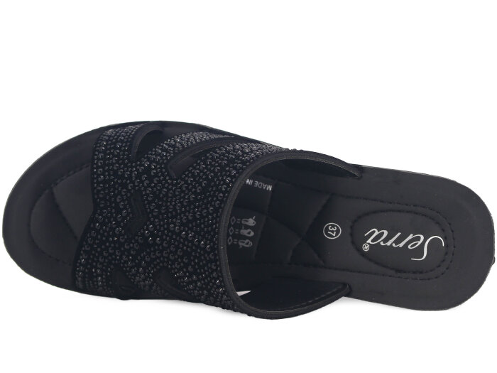 Serra Zenne 918 Taşlı Enj. Yüksek Kutulu Günlük Terlik Siyah - Serra (1)