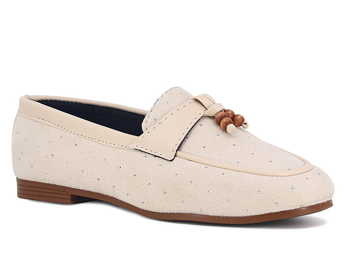 Sıla Zenne A-51 Taşlı Babet Ayakkabı Taşlı Bej - Sıla