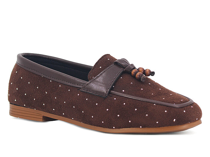 Sıla Zenne A-51 Taşlı Babet Ayakkabı Taşlı Kahve - Sıla