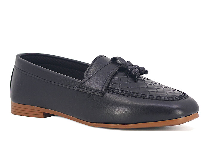 Sıla Zenne A-53 Boncuklu Babet Ayakkabı Siyah - Sıla