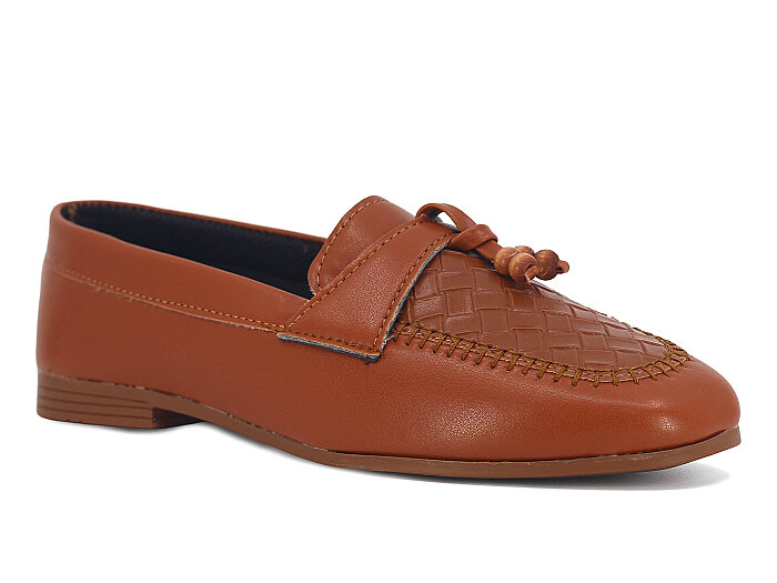 Sıla Zenne A-53 Boncuklu Babet Ayakkabı Taba - Sıla