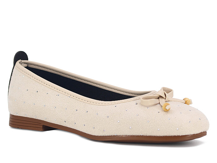 Sıla Zenne B-35 Taşlı Babet Ayakkabı Taşlı Bej - Sıla