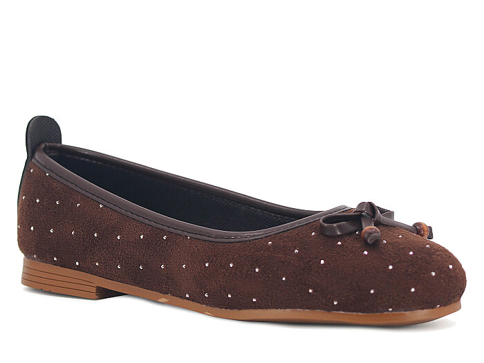 Sıla Zenne B-35 Taşlı Babet Ayakkabı Taşlı Kahve - 1