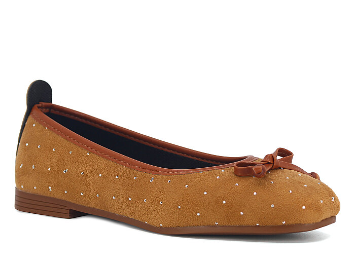 Sıla Zenne B-35 Taşlı Babet Ayakkabı Taşlı Taba - Sıla