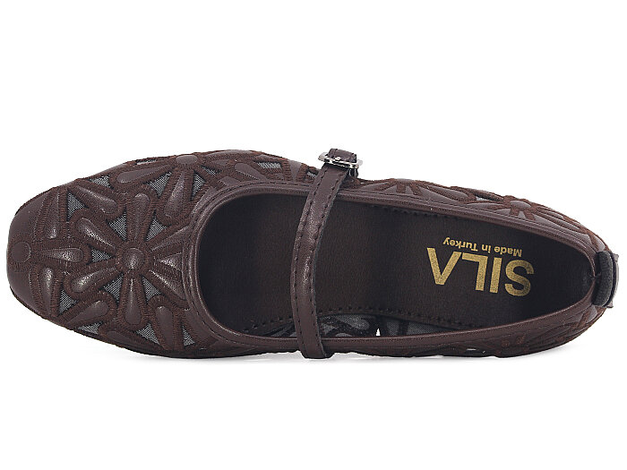 Sıla Zenne L-001 Lacer Babet Ayakkabı Kahve - 2