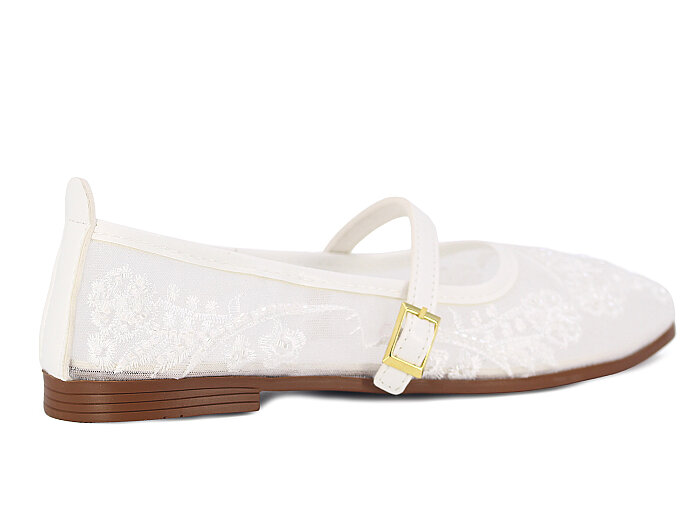 Sıla Zenne Z-1 Boncuk Babet Ayakkabı Beyaz - 3