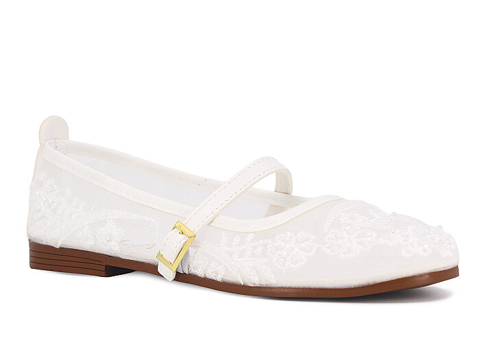 Sıla Zenne Z-1 Boncuk Babet Ayakkabı Beyaz - 1