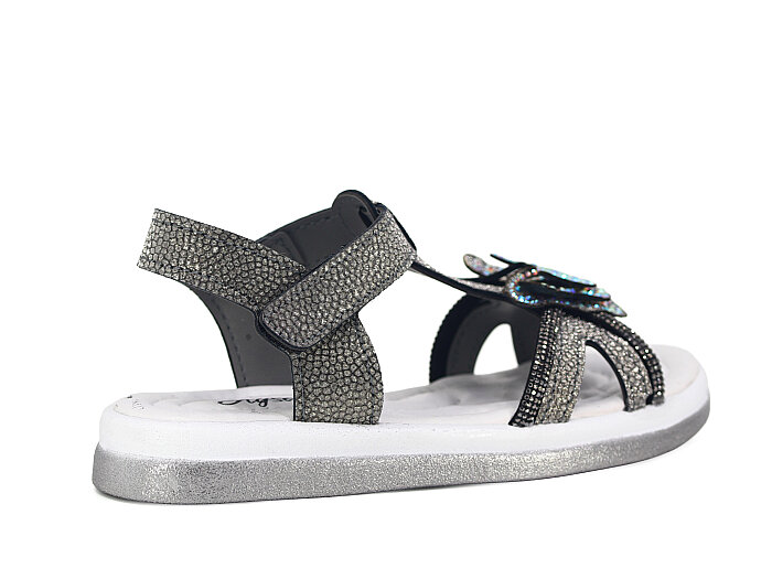 SLC Filet 1124-F Cırtlı Taşlı Kutulu Sandalet Platin - 3