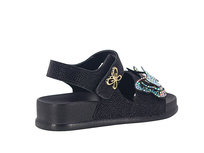 SLC Filet 950-F Cırtlı Taşlı Kutulu Sandalet Siyah - 3