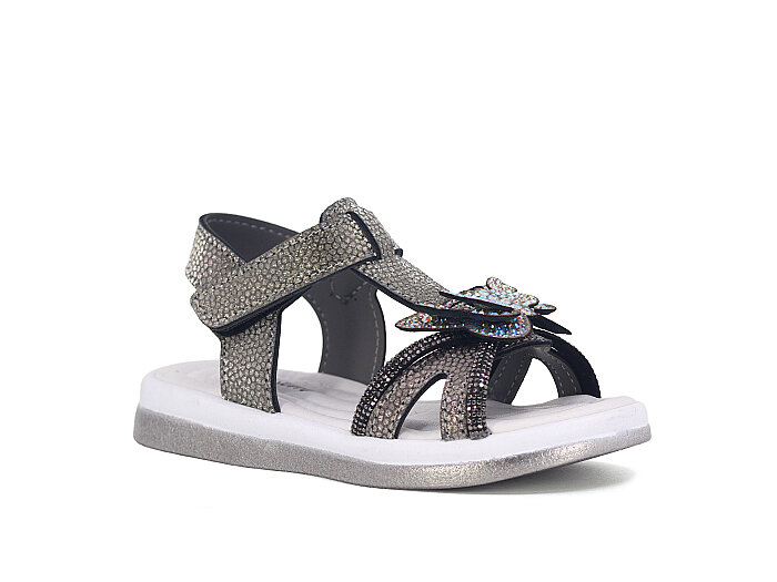 SLC Patik 1224-P Cırtlı Taşlı Kutulu Sandalet Platin - 1