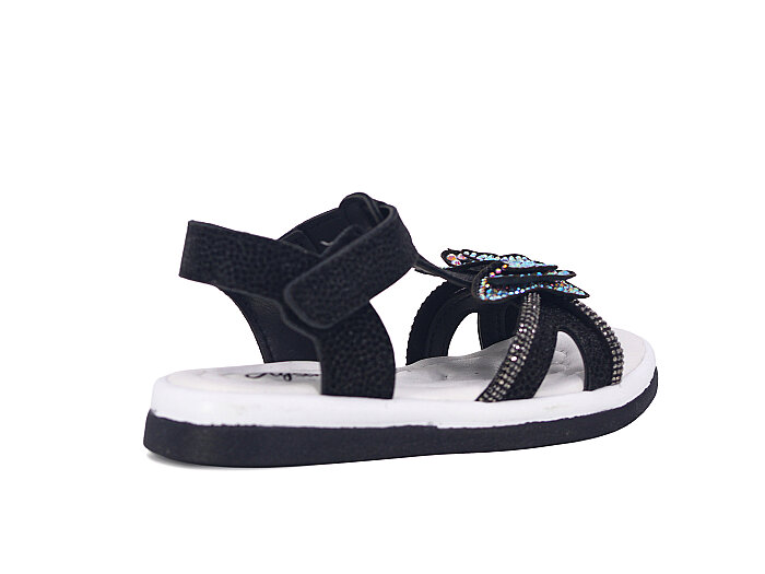 SLC Patik 1224-P Cırtlı Taşlı Kutulu Sandalet Siyah - 3