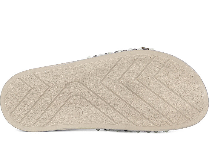 SLC Zenne 8505 Çift Toka İnci Taşlı Kutulu Günlük Terlik Gümüş - 3