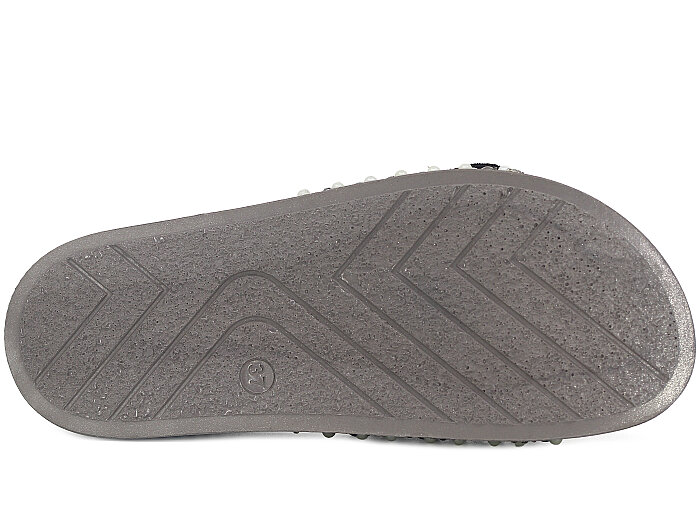 SLC Zenne 8505 Çift Toka İnci Taşlı Kutulu Günlük Terlik Platin - 3