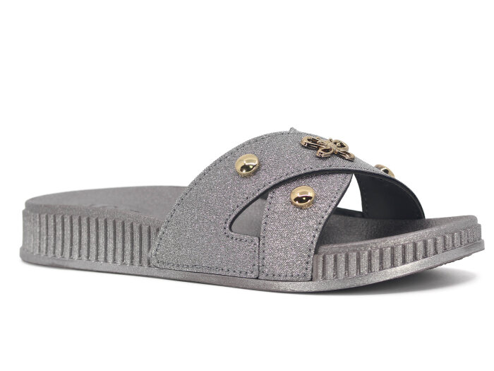 SLC Zenne 8531 Çapraz Simli Kelebekli Kutulu Günlük Terlik Platin - SLC