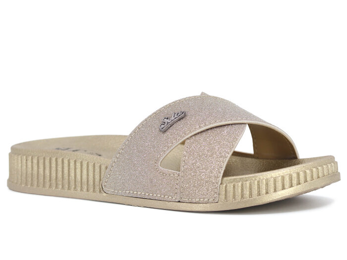 SLC Zenne 8534 Çapraz Simli Kutulu Günlük Terlik Altın - SLC