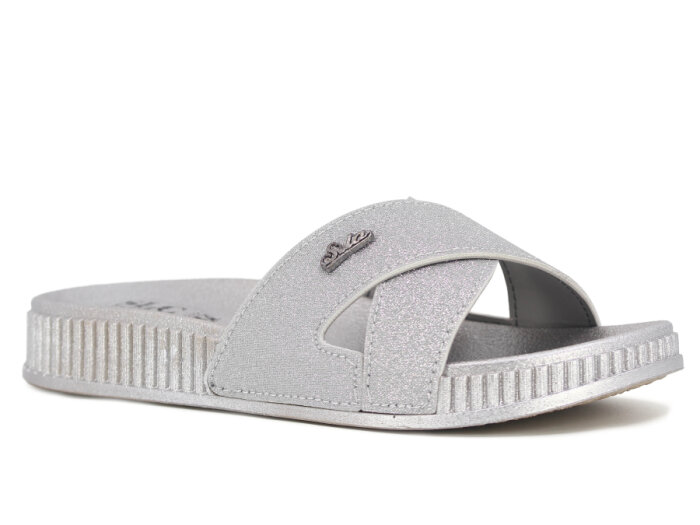 SLC Zenne 8534 Çapraz Simli Kutulu Günlük Terlik Gümüş - 1