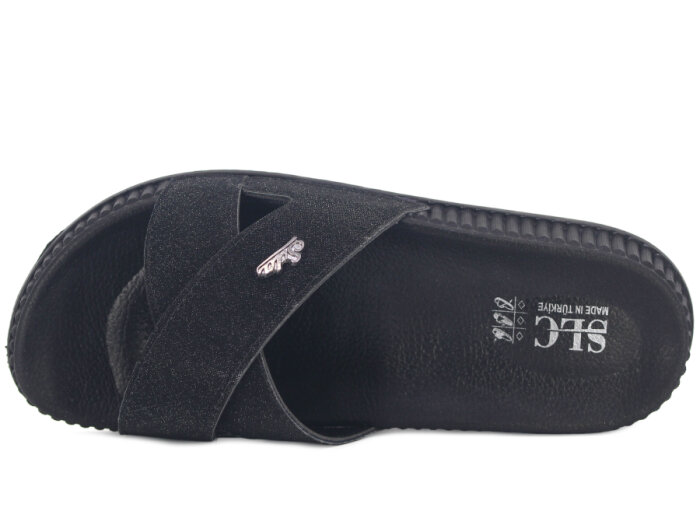 SLC Zenne 8534 Çapraz Simli Kutulu Günlük Terlik Siyah - 2