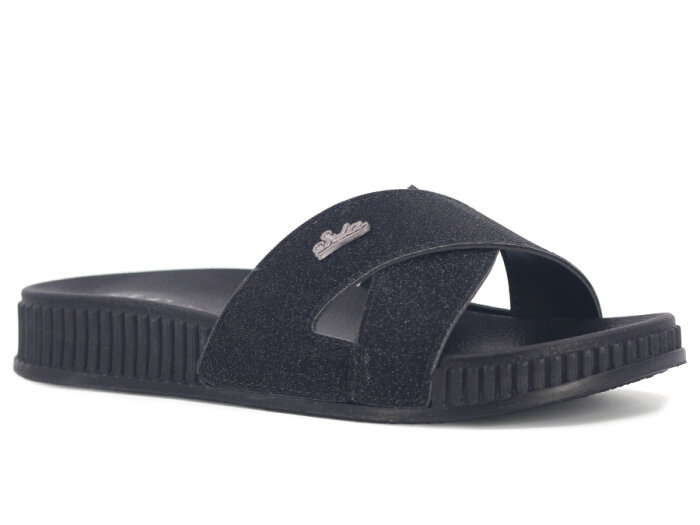 SLC Zenne 8534 Çapraz Simli Kutulu Günlük Terlik Siyah - 1