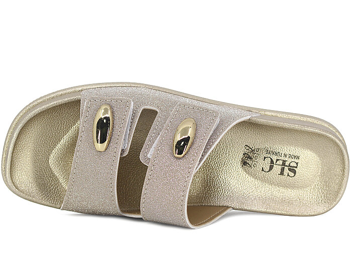 SLC Zenne 9113 Çift Bant Cırtlı Kutulu Günlük Terlik Altın - SLC (1)