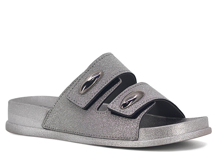 SLC Zenne 9113 Çift Bant Cırtlı Kutulu Günlük Terlik Platin - SLC