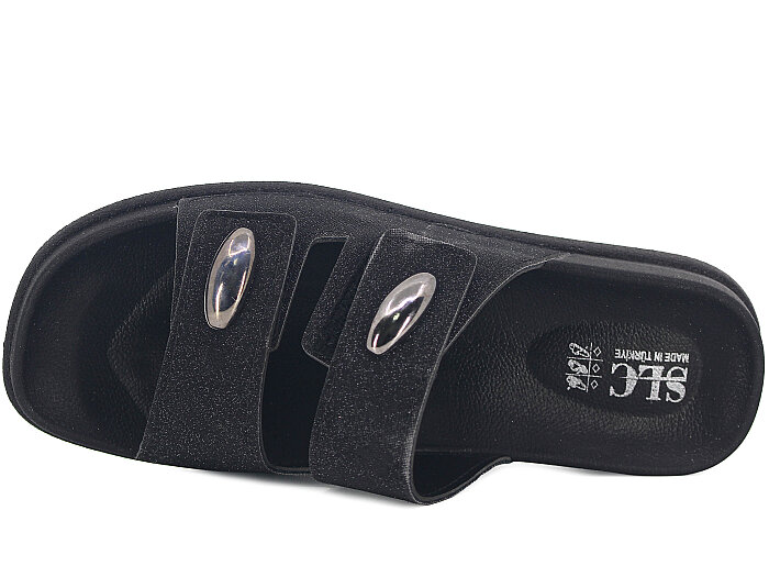 SLC Zenne 9113 Çift Bant Cırtlı Kutulu Günlük Terlik Siyah - SLC (1)