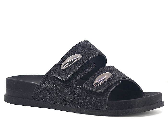 SLC Zenne 9113 Çift Bant Cırtlı Kutulu Günlük Terlik Siyah - 1