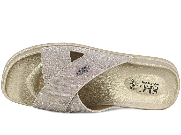 SLC Zenne 9117 Çapraz Kutulu Günlük Terlik Altın - SLC (1)