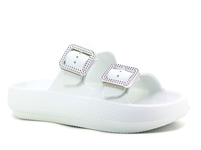 Sonimix Zenne EZ0095.02 Çift Altın Toka Yüksek Kutulu (CEOX) Lux Eva Terlik Beyaz - 1