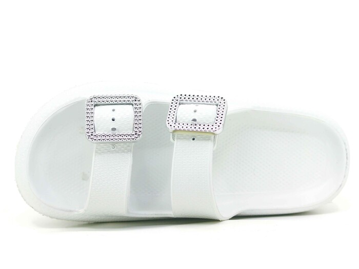 Sonimix Zenne EZ0095.02 Çift Altın Toka Yüksek Kutulu (CEOX) Lux Eva Terlik Beyaz - 2