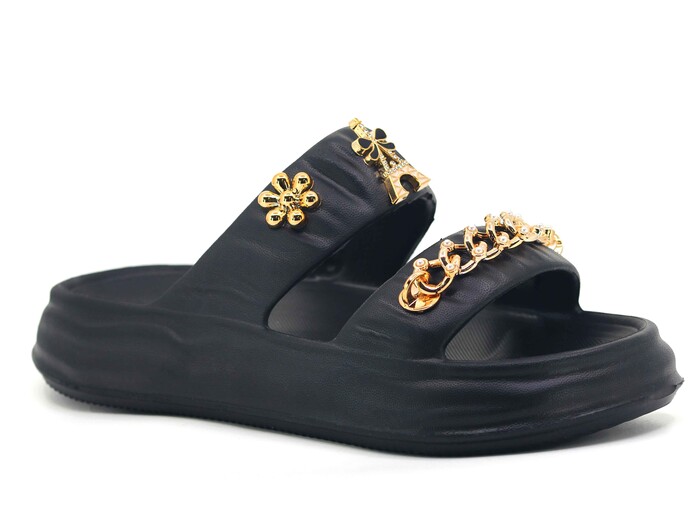 Sonimix Zenne EZ0118.02 Çift Bantlı Lux Eva Terlik Siyah - Sonimix