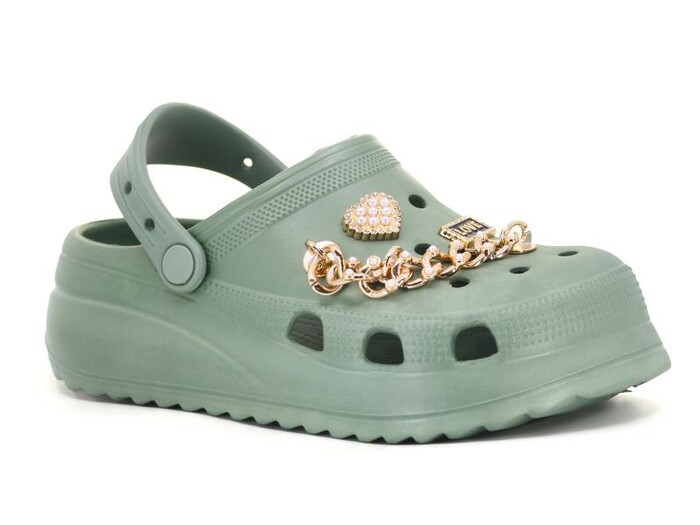 Sonimix Zenne EZ0129.07 Yüksek Taşlı Zincirli Eva Cross Terlik Çağla Yeşili - Sonimix