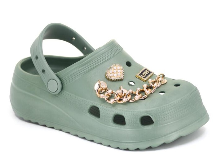 Sonimix Zenne EZ0129.07 Yüksek Taşlı Zincirli Eva Cross Terlik Çağla Yeşili - Sonimix (1)