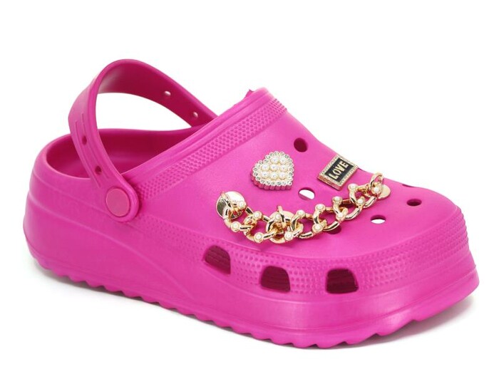 Sonimix Zenne EZ0129.07 Yüksek Taşlı Zincirli Eva Cross Terlik Fuşya - Sonimix (1)