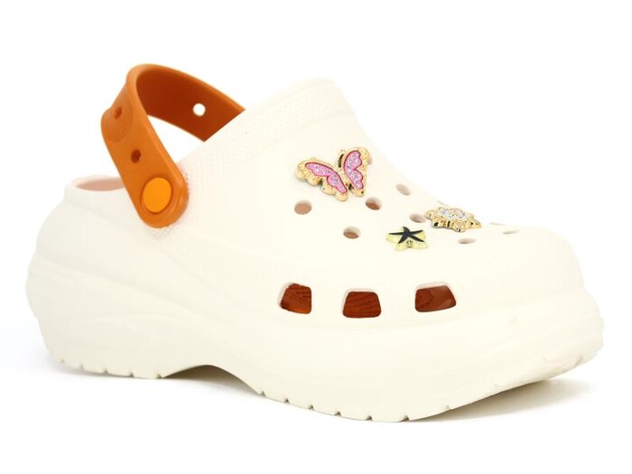 Sonimix Zenne EZ0160.06 Çift Taban Taşlı Eva Cross Terlik Krem - Turuncu - Sonimix