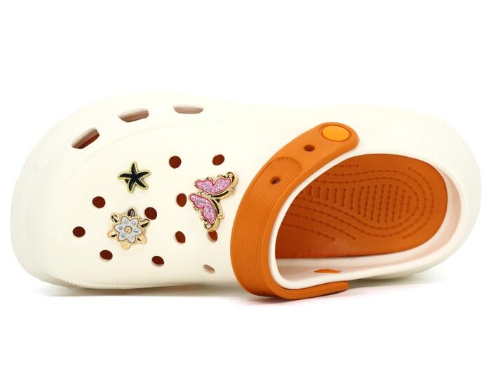 Sonimix Zenne EZ0160.06 Çift Taban Taşlı Eva Cross Terlik Krem - Turuncu - Sonimix (1)