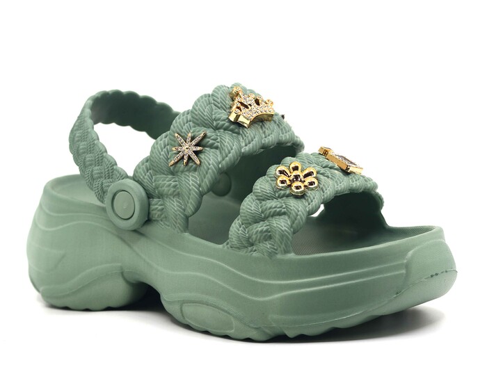 Sonimix Zenne EZ0169.01 Taşlı Hasır Döngülü Lux Eva Terlik Çağla Yeşili 