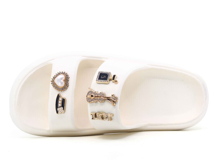 Sonimix Zenne EZ0170.01 Eva Çift Bantlı Taşlı Terlik Lux Eva Terlik Krem - Sonimix (1)