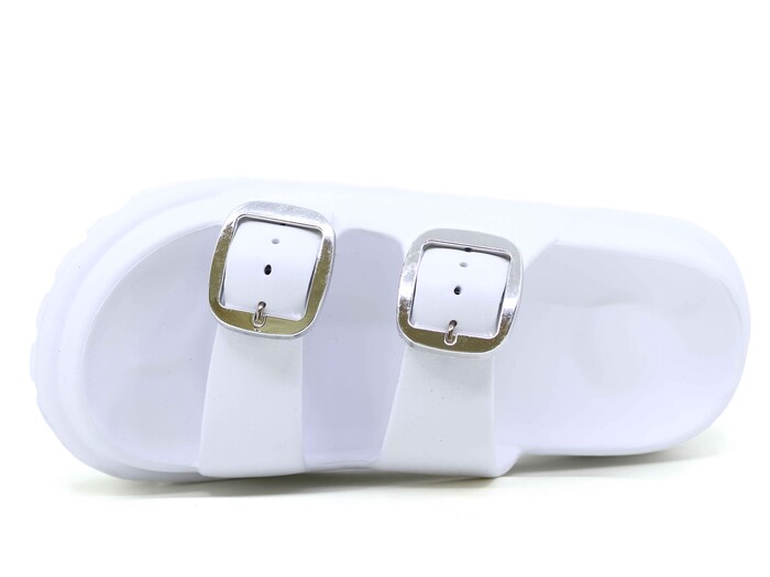 Sonimix Zenne EZ0173.02 Yeni Altın Büyük Çift Tokalı Lux Eva Terlik Beyaz - Sonimix (1)