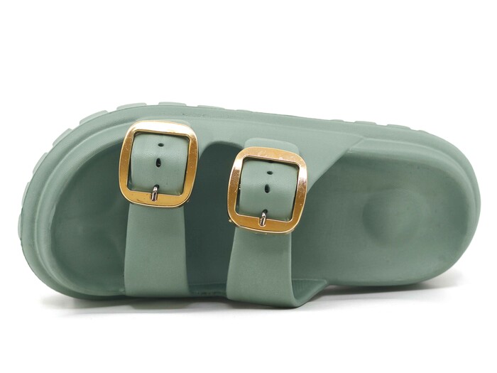 Sonimix Zenne EZ0173.02 Yeni Altın Büyük Çift Tokalı Lux Eva Terlik Çağla Yeşili - Sonimix (1)