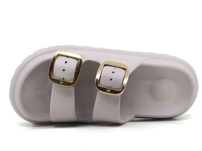 Sonimix Zenne EZ0173.02 Yeni Altın Büyük Çift Tokalı Lux Eva Terlik Kum - Sonimix (1)