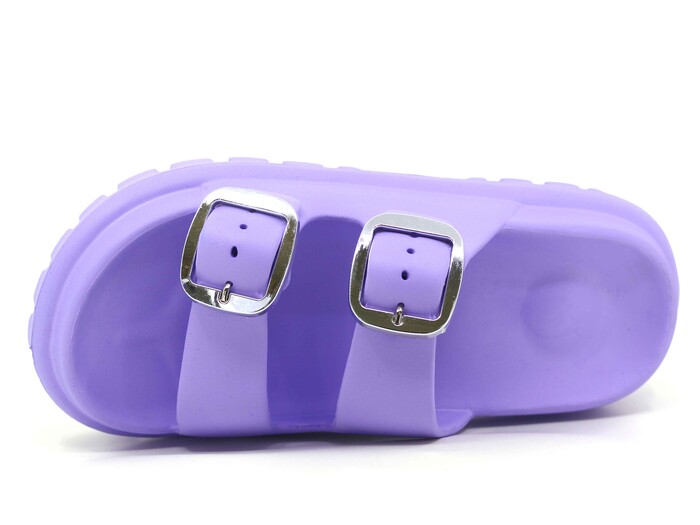 Sonimix Zenne EZ0173.02 Yeni Altın Büyük Çift Tokalı Lux Eva Terlik Lila - Sonimix (1)